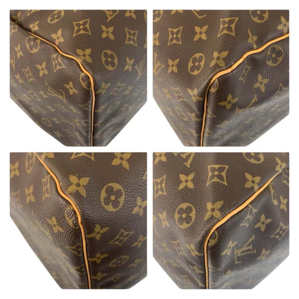 LOUIS VUITTON Authentic Brown Monogram Leather Keepall 60 Boston Bag - Picture 4 of 10